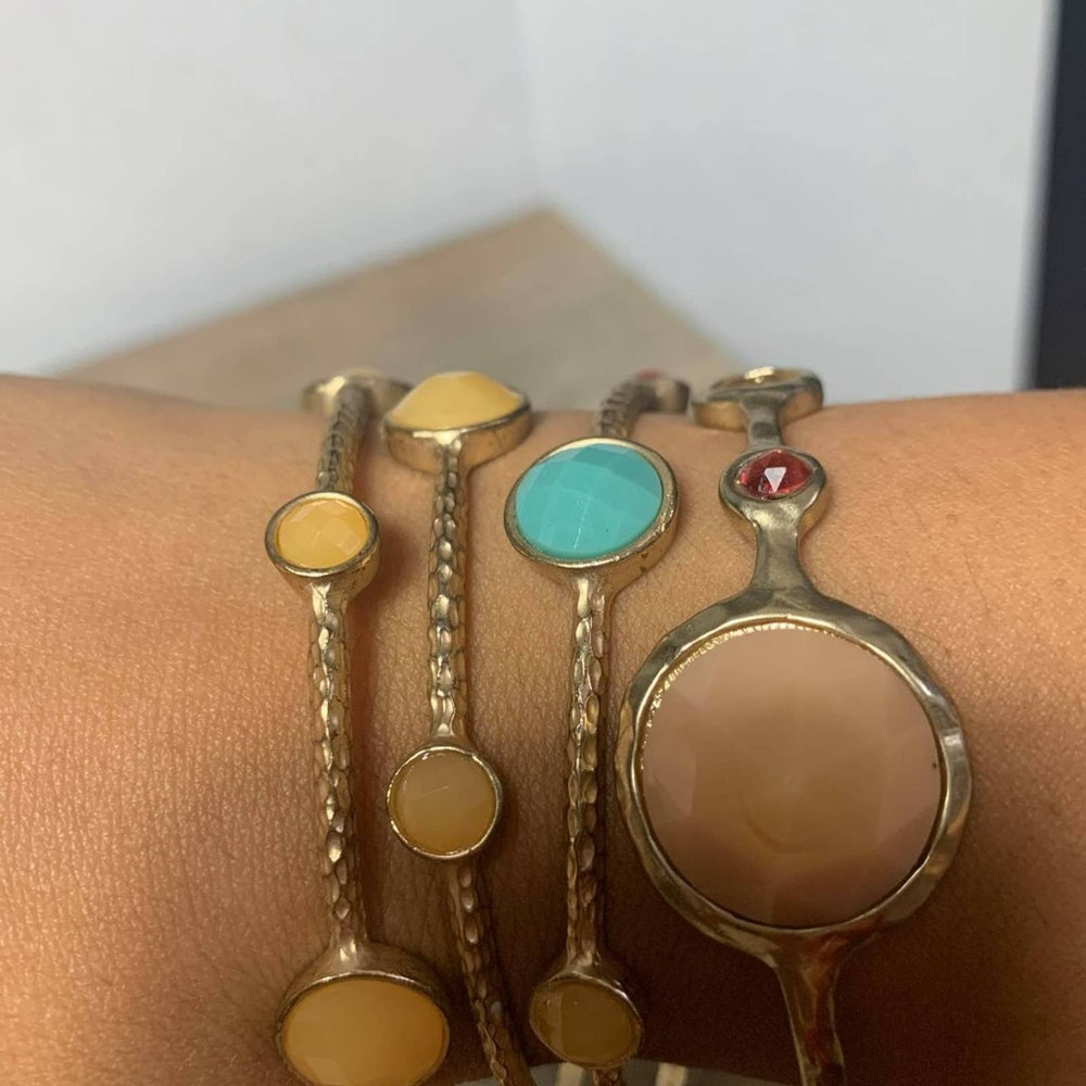 💲FRANCESCA Yellow, Turquoise And Red Bracelet Bangles Set
